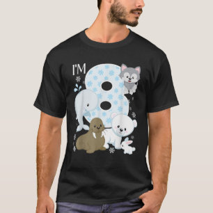 Arctic Animals 8th Birthday Polar Bear Walrus Fox  T-Shirt