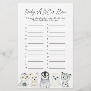 Arctic Animals Baby Shower ABC's Race Game