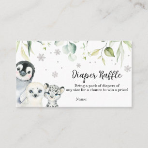 Arctic Animals Baby Shower Diaper Raffle Business Card
