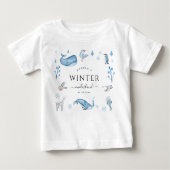 Arctic Animals Blue Winter Onederland 1st Birthday Baby T-Shirt (Front)