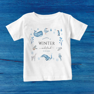 Arctic Animals Blue Winter Onederland 1st Birthday Baby T-Shirt
