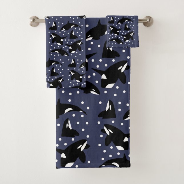 Arctic Animals Collection- Orcas Bath Towel Set (Insitu)