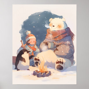 Arctic Animals Nursery Wall Art Christmas Print