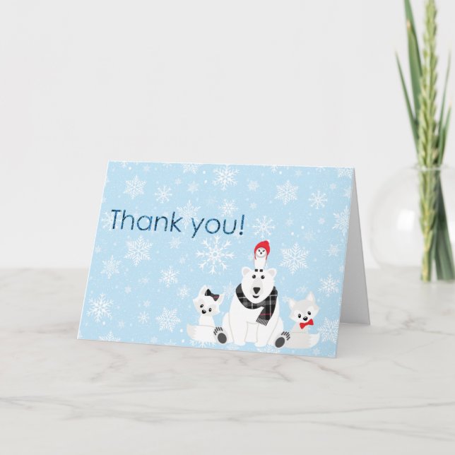 Arctic Animals Thank You Card (Front)