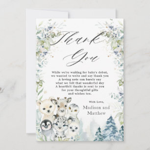 Arctic Animals Winter Wonderland Baby Shower Thank You Card