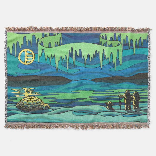 Arctic Art Blanket Inuit Love Throw Blanket Gifts (Front)