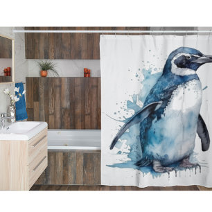 Arctic Azure Watercolor Penguin
