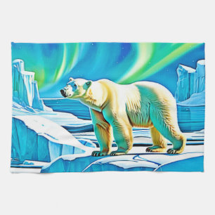 Arctic Bear Northern Lights Kitchen Towel