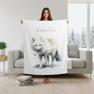 Arctic Beauty: Winter Fox custom Fleece Blanket