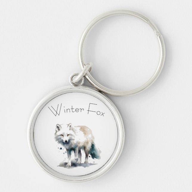Arctic Beauty: Winter Fox custom Keychain (Front)