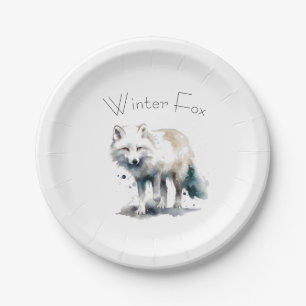 Arctic Beauty: Winter Fox custom Paper Plate