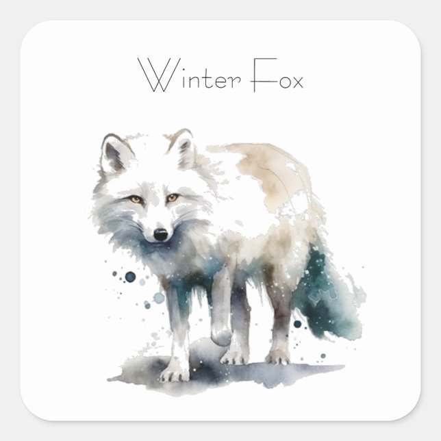 Arctic Beauty: Winter Fox custom Square Sticker (Front)
