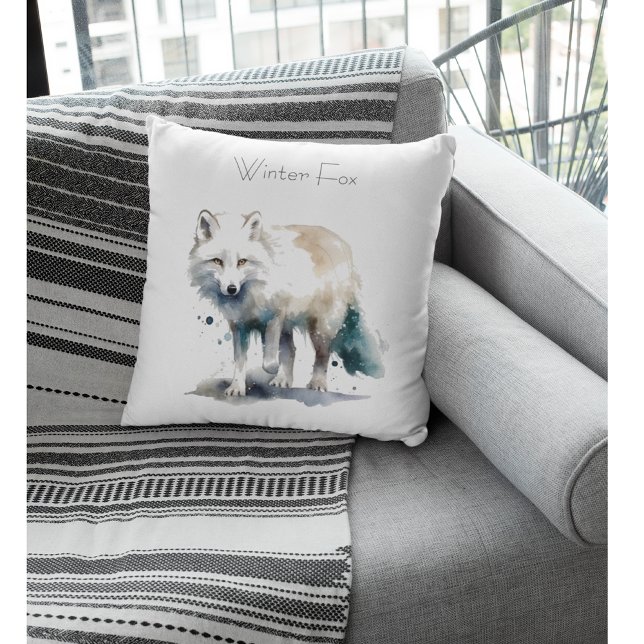 Arctic Beauty: Winter Fox custom Throw Pillow (Creator Uploaded)