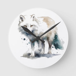 Arctic Beauty: Winter Fox Round Clock