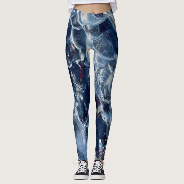 Arctic Black Ice Greenland Ice Cap Ice Sheet Leggings (Front)