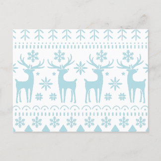 Arctic Blue Folk Art Winter Theme Holiday Postcard
