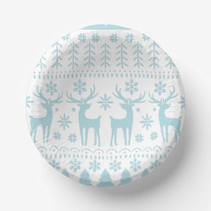 Arctic Blue Folk Art Winter Theme Paper Plate