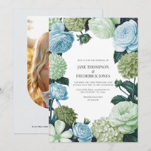 Arctic Blue, Frosted Pine & Cloud Moss Wedding Invitation