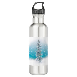Arctic blue frozen frosty silver sparkle evergreen 710 ml water bottle