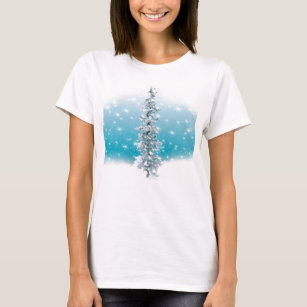 Arctic blue frozen frosty silver sparkle evergreen T-Shirt