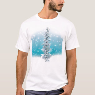 Arctic blue Holiday abstract Christmas tree   T-Shirt
