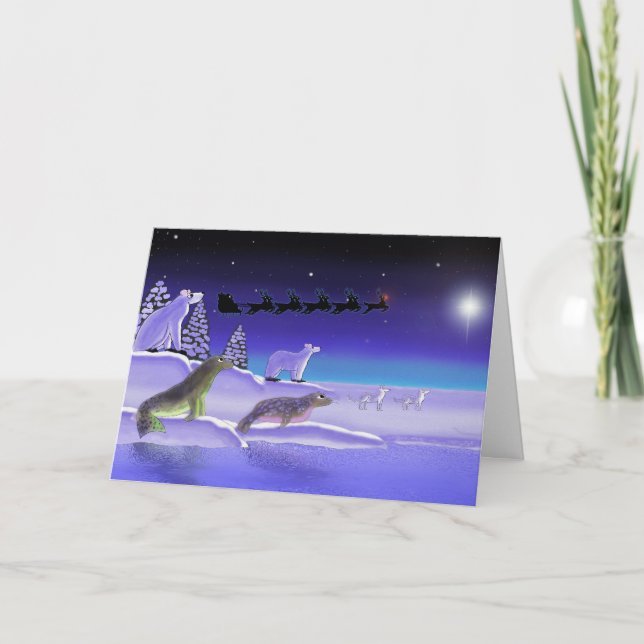 Arctic Christmas Eve Holiday Card (Front)