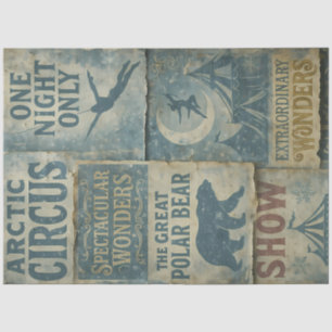 Arctic Circus Vintage Winter Carnival Decoupage  Tissue Paper