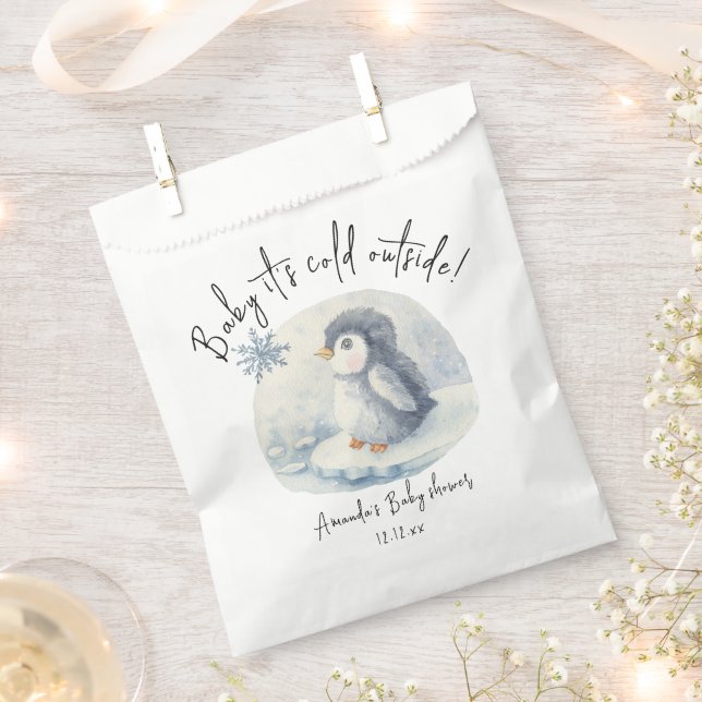 Arctic cute Penguin - baby it's cold outside Favour Bag (Clipped)