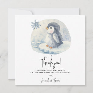 Arctic cute Penguin thank you baby shower  Card