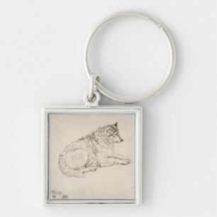 Arctic Dog, Facing Right (pencil on paper) Keychain