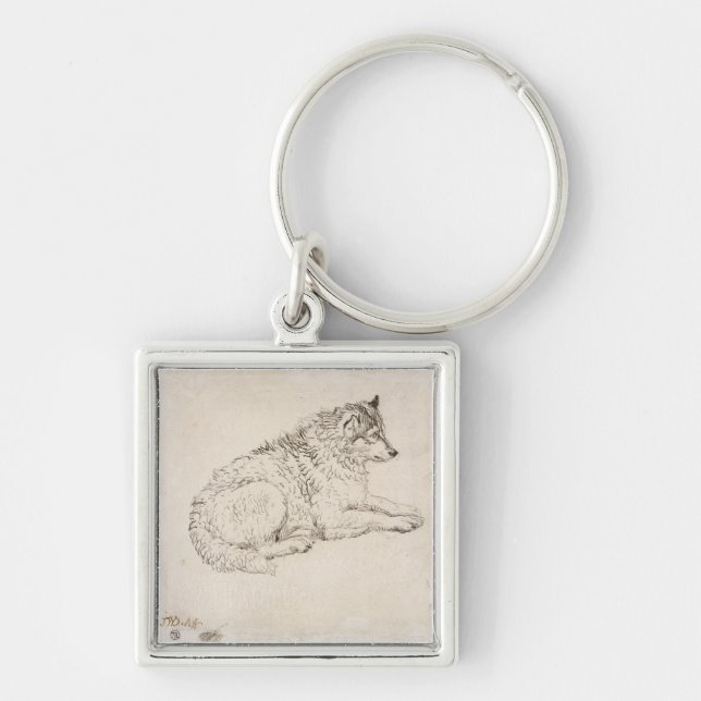 Arctic Dog, Facing Right (pencil on paper) Keychain (Front)