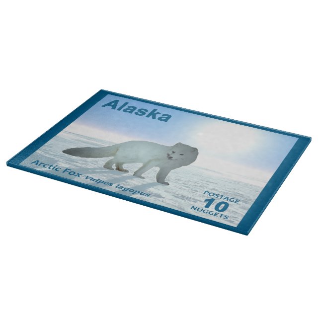 Arctic Fox - Alaska Postage Cutting Board (Corner)