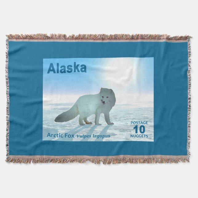 Arctic Fox - Alaska Postage Throw Blanket (Front)