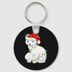 Arctic Fox Animal Lover Xmas Santa Hat Arctic Fox  Keychain