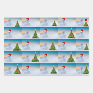 Arctic fox celebrates Christmas Wrapping Paper Sheet