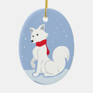 Arctic Fox Ceramic Ornament