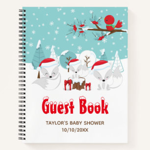 Arctic Fox Christmas Baby Shower Guest Book