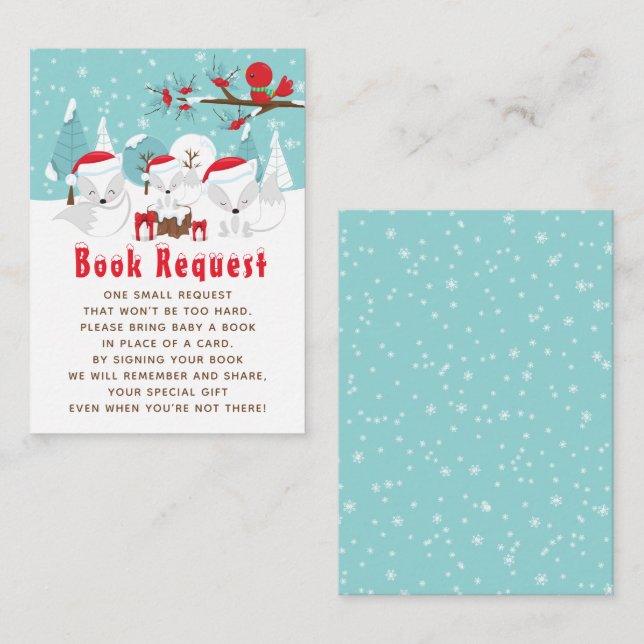 Arctic Fox Christmas Woodland Book Request Enclosure Card (Front/Back)