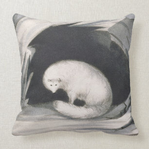 Arctic Fox, from 'Narrative of a Second Voyage in Throw Pillow