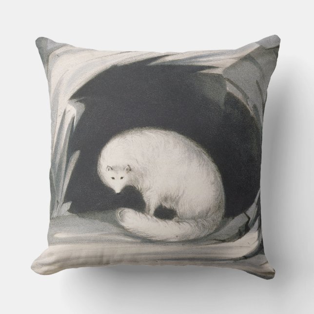 Arctic Fox, from 'Narrative of a Second Voyage in Throw Pillow (Front)