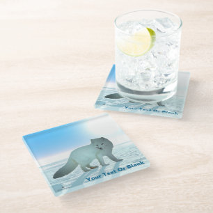 Arctic Fox Glass Coaster