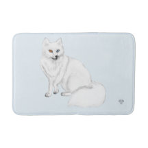 Arctic Fox Hand-Drawn Digital Art on Icy Blue