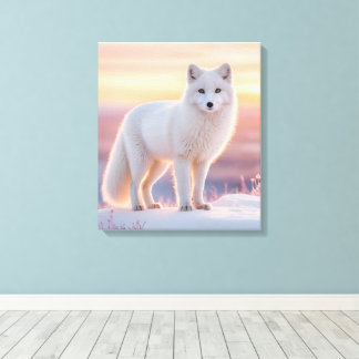 Arctic Fox in Midnight Sun Canvas Print
