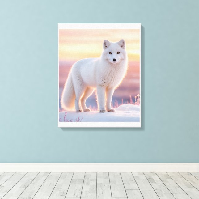 Arctic Fox in Midnight Sun Canvas Print (Insitu(Wood Floor))