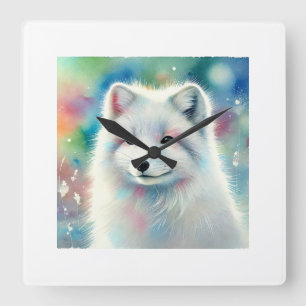 Arctic fox in winter light 151024AREF148 - Waterco Square Wall Clock