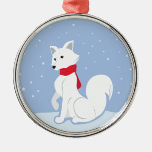 Arctic Fox Metal Ornament