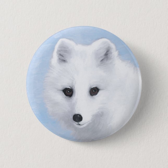 Arctic Fox Painting - Original Wildlife Art 2 Inch Round Button (Front)