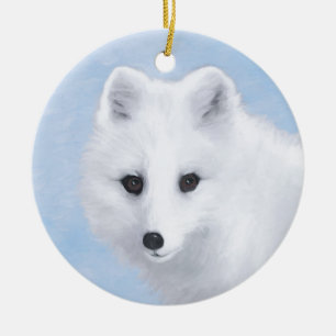Arctic Fox Painting - Original Wildlife Art Ceramic Ornament