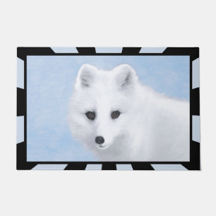 Arctic Fox Painting - Original Wildlife Art Doormat
