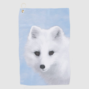 Arctic Fox Painting - Original Wildlife Art Golf Towel